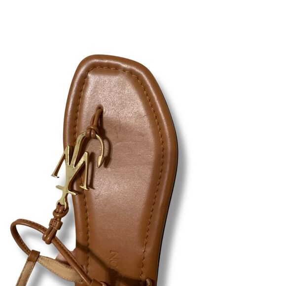 JW Anderson Logo Flat Sandals Pecan Leather Size 37 EU 6.5 US - Picture 7 of 10